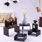Chuangdi 2 Sets Acrylic Display Risers, Product Stand, Jewelry Display Riser Shelf Showcase Fixtures for Dessert Cupcake Candy Figure Treat Action Showcase(Black,Small Set) - color: Black, size: Small Set