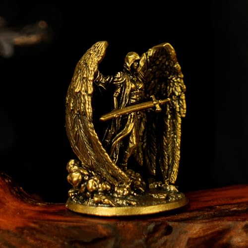 CHOVY 100% Solid Brass Archangel Statue with Spread Wings - Handcrafted Divine Sculpture, Vintage Celestial Decor, Collectible Religious Art Piece, Sacred Altar, Inspirational Gift for Believers - style: Archangel