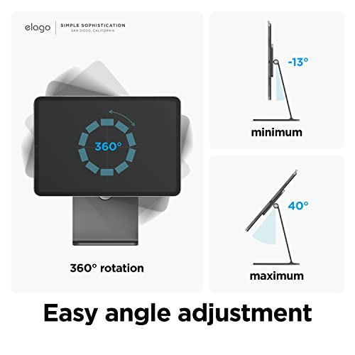 elago Premium iPad Magnetic Stand Designed for iPad Pro 12.9"(5th,4th Gen), 11"(3rd,2nd Gen), Air 10.9"(5th,4th Gen), Mini 8.3"(6th Gen, A17 Pro), 10.9"(10th Gen) [Dark Grey] - color: Dark Grey