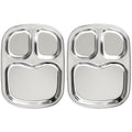 Korean Stainless Steel Divided Plates for Toddlers, Kids, Babies, Premium 304, Electro-Polished, No Black Residue, BPA-Free, 3-Compartment Plate, Food Tray for Camping, Balanced Meals, Set of 2 - size: 3 Compartments