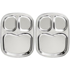 Korean Stainless Steel Divided Plates for Toddlers, Kids, Babies, Premium 304, Electro-Polished, No Black Residue, BPA-Free, 3-Compartment Plate, Food Tray for Camping, Balanced Meals, Set of 2 - size: 3 Compartments