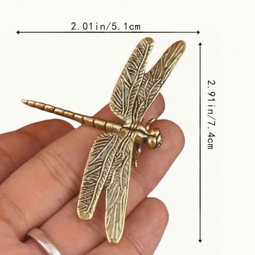 Vintage Mini Dragonfly Brass Figurine Cute 3D Aminal Statues for Home Office Table Desk Mantle Decor Tea Pet Decoration Funny Dragonfly Gifts for Women Men (HTBJ3594) - color: Fdjlcs3594