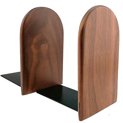 Wood Bookends, Decorative Bookends for Shelves Heavy Books, Office Book Stand, Black Walnut, H6.7 x W4.7 x L3.9 - color: Walnut A-1 Pair