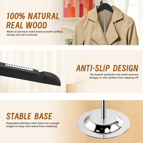 Adjustable Shirt Display Stand 10 Pcs, 20-35 Inch Height Tshirt Display Stand for Vendors, Wood T Shirt Mannequin Display forShirt, Jacket, Coat at Clothing Vendor Events, Trade Fair Show(Black) - color: Black, size: 10Pcs