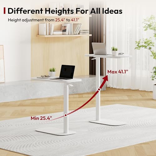 SANODESK Adjustable Overbed Bedside Table Pneumatic Adjustable Height Laptop Computer Standing Desk Cart with Tray, Hospital and Home Use(23.6" W x 13.8" D,White) - color: White, size: Xsmall