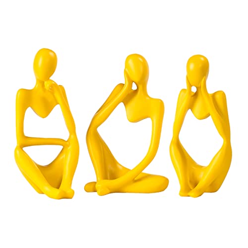 BMLCGJ Thinker Statue Gold Decor Abstract Art Sculpture, Golden Resin Collectible Figurines for Home Living Room Office Shelf Decoration,Great Gifts Ideas (Yellow) - color: Yellow