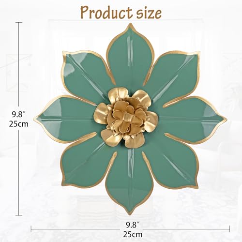 10" Metal Flowers Wall Decor, Green & Gold 3D Floral Metal Wall Art Decor for Inoor & Outdoor Use, Vintage & Modern Walls Arts for Bathroom, Living Room, Bedroom, Office, Garden, Patio, Porch, 1 Piece - color: # 1 Green