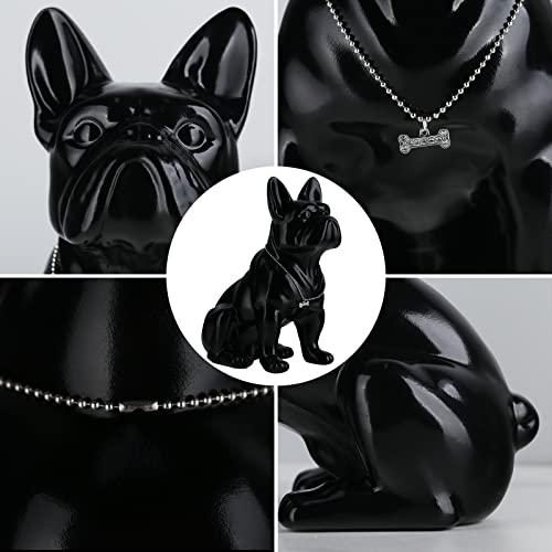 suruim Luxury French Bulldog Statue Collection - Gold/Silver/Black Chrome Dog Sculpture, Decorative Dog Statue for Home Decor & Gift (Black, 12in) - color: Black, size: 12in