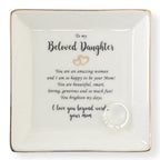 HOME SMILE Gifts for Daughter From Mom Ring Dish Jewelry Tray,Birthday Mother's Day Gifts for Adult Daughter -I Love You Beyong Words,Your Mom - style: Beloved Daughter