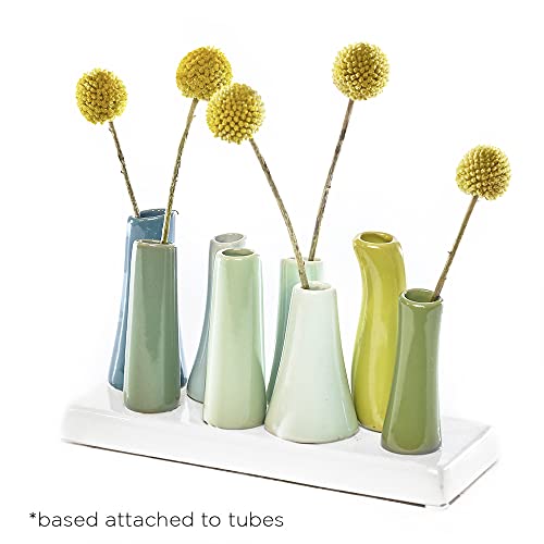 Chive - Pooley 2, Ceramic Flower Vase, 8-Tube Shape (Chartreause) - color: Chartreuse