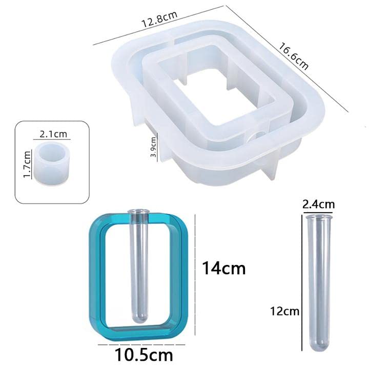 Resin Molds for Vase YIRUZWRD Silicone Mold Epoxy Resin Mold for Plant Propagation Station Resin Casting Vase Mold with 9 Test Tubes for Hydroponic Plants Flowers - color: 3 vase mold 9 tubes
