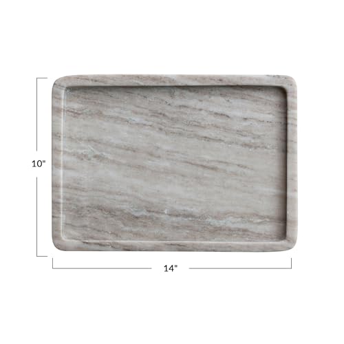 Bloomingville Rectangular Marble Tray, Beige