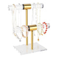 Necklace Holder Bracelet Holder, 2-Tier Acrylic Jewelry Display Stand Gold Jewelry Tower Stand Crystal T Bar Jewelry Organizer Gift for Women(2-Tier 1pc) - style: 2-Tier 1pc