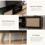 TV Stand for TVs up to 60 Inch, Modern Entertainment Center with Storage, Media Console Table with 2 Cabinets & Shelves, Wooden TV Stand for Living Room Bedroom, Black - color: Black