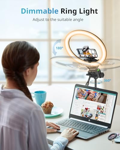 UBeesize 12'' LED RGB Ring Light with 62'' Tripod Stand, Selfie Ring Light for Video Recording, Live Streaming, TikTok & YouTube, Compatible with iPhone & Android - color: Black RGB, size: 12-in
