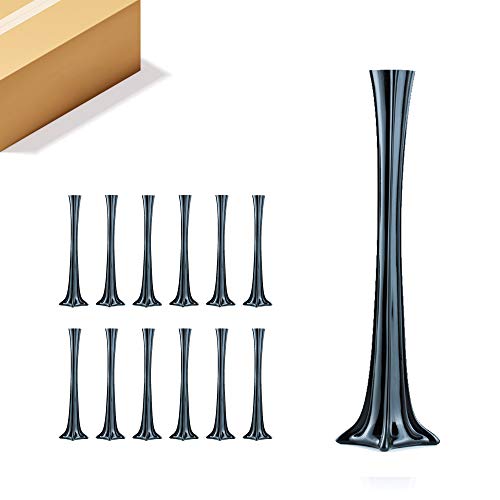 WGV Eiffel Tower Vase, Open 1", Height 16", (Multiple Sizes Choices) Black Glass Floral Container with Sturdy Base, Flower Centerpiece for Wedding Event Home Decor, Arts Crafts, 1 Piece - color: Black, size: 16"H