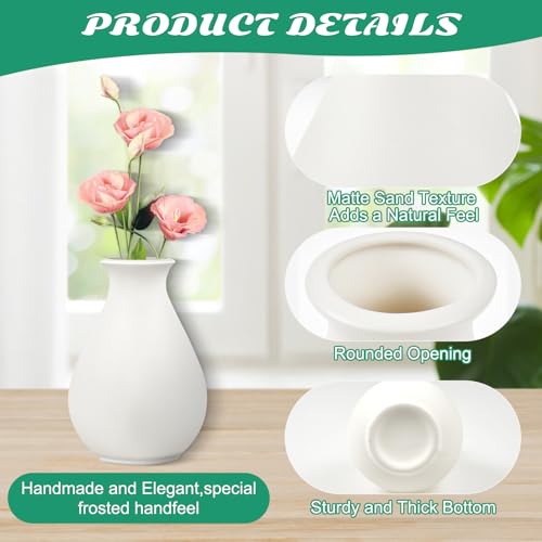 15 Pack White Ceramic Bud Vases Bulk, 3.9 Inch Premium Boho Small Flower Vases White Ceramic Vases for Centerpieces for Pampas Garss Dry Flowers Home Wedding Table Decor