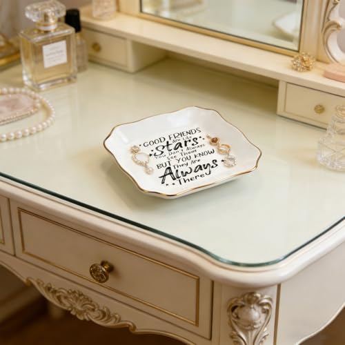 Friend Gifts for Women Ceramic Ring Dish Tray - Good Friends are Like Stars Trinket Jewelry Tray, Thoughtful Friendship Gifts for Women, Best Friend Birthday Present - ASA - color: Friend like stars