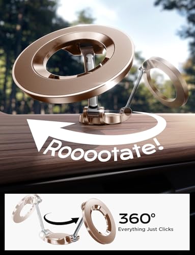 LISEN for iPhone MagSafe Car Mount, [Girls Recommend] Ultra Magnetic Phone Holder for Car Universal 360 Dashboard Phone Holde Magsafe Accessories for iPhone17 Pro Max Air 16 15 14 13 12 Rose Gold - color: Rose Gold, size: Driver Setup