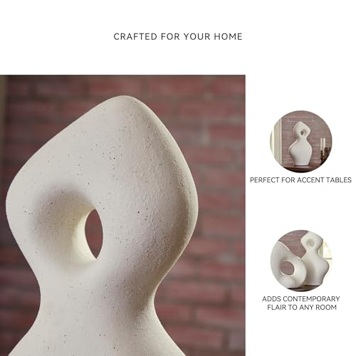 Signature Design by Ashley Arthrow Modern 14 in. Ceramic Abstract Sculpture, White - size: 8.13" W x 5" D x 14.75" H
