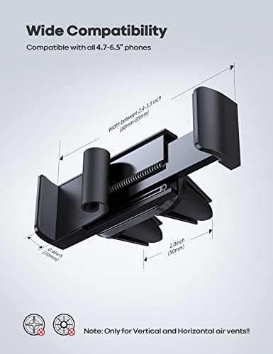 Lamicall Car Vent Phone Mount - Air Vent Clip Holder, Universal Stand Hands Free Cradle Compatible with Cell Phone 16 15 14 13 12 Mini 11 Pro Xs Max Xr X 8 7 6 6s Plus SE Smartphones Black - color: 1-Black