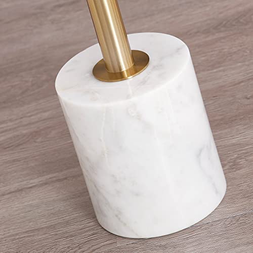 LIKENOW Furniture Acrylic Side Table,Clear Small Round End Table for Living Room,Bedroom,Office | Modern Nightstand with Marble Base,Gold Post,Clear Top for Drink,Food,Snack,Assembly(White) - color: Whtie
