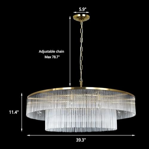 Modern Glass Chandelier Lighting Brass Chandeliers for High Ceiling Entryway Foyer Large Glass Hanging Light Fixture Grand Living Room Hall 39" - size: Large Brass (39" x 70")
