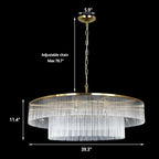 Modern Glass Chandelier Lighting Brass Chandeliers for High Ceiling Entryway Foyer Large Glass Hanging Light Fixture Grand Living Room Hall 39" - size: Large Brass (39" x 70")