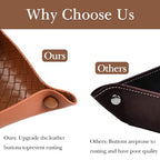 KINIVA PU Leather Jewelry Valet Tray for Men Women,Small Key Bowl for Entryway Table,Portable Travel Catchall Dice Tray (Square-Brown-2pcs) - style: Square-Brown-2pcs