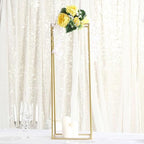 Efavormart 2 Pack 32" Matte Gold Wedding Flower Stand Metal Vase Column Stand Geometric Centerpiece Vase - color: Gold, size: 2 Pack 32''