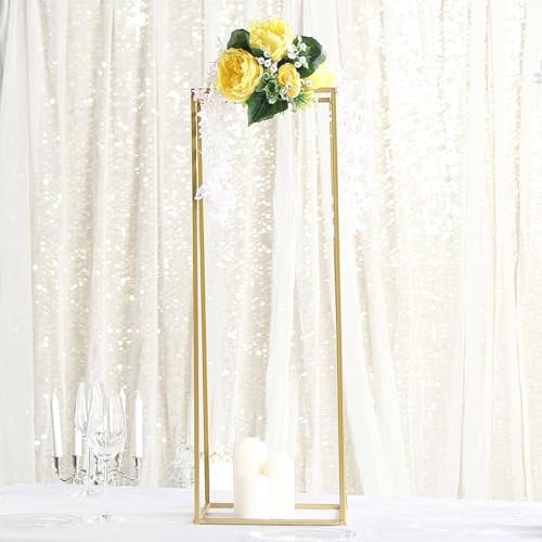 Efavormart 2 Pack 32" Matte Gold Wedding Flower Stand Metal Vase Column Stand Geometric Centerpiece Vase - color: Gold, size: 2 Pack 32''