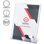 Vicenpal Acrylic Flyer Stand Sign Holder with Business Card Holder 8.5 x 11 Clear Brochure Display Stand with Business Card Pocket for Magazine Pamphlet Booklets Menu Desktop(2 Pcs)