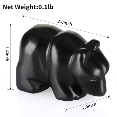 2" Obsidian Crooked Mouth Bear Statue for Strength,Bear Figurine for Courage,Bear Decor for Homes&Offices
