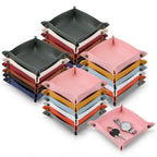 JIEYAO 24 Pcs PU Leather Valet Trays, Foldable Key Jewelry Catchall Tray Portable Travel Dish Plate for Entryway Desk Bedside Wallet Watch Coin Multicolor