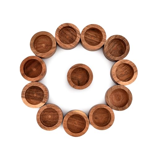 NIRMAN Acacia Wood Tealight Candle Holder for Wedding, Party, Birthday, Holiday, Home Decoration (2.25" x 2.25" x 1"), (Set of 12)
