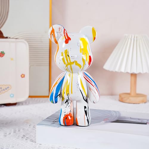 Bear Statue Resin Graffiti Animal Sculpture for Home, Office Decor, Abstract Design for Birthday, Anniversary and Gift Present (Abstract) - color: Abstract