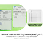 Tempered Glass Cutting Board with Juice Groove - 16x12 Inch Kitchen Cutting Board with Silicone Non-Slip Feet, Easy to Clean & Dishwasher Safe - Ideal for Vegetables, Fruits, Bread, Meats (White) - color: White