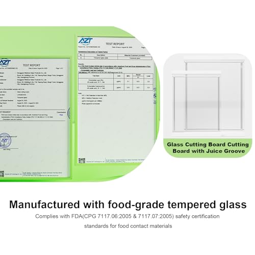 Tempered Glass Cutting Board with Juice Groove - 16x12 Inch Kitchen Cutting Board with Silicone Non-Slip Feet, Easy to Clean & Dishwasher Safe - Ideal for Vegetables, Fruits, Bread, Meats (White) - color: White