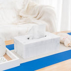 Marble Tissue Box Cover, Rectangular Napkin Facial Tissues Holder for Home Office, Hand Poured Marble Tissue Box Holder, 10 x 5.7 x 3.7 inches, White - color: B-white