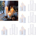 24 Pcs White Pillar Candles and Glass Candle Holders Cylinder Candle Vases for Pillar Candles Hurricane Candle Holders Set for Wedding Party, Event, Home Office Decor - size: 12 set