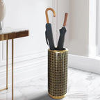 ZOEJADE Minimalist Luxury Ceramic Umbrella Stand Umbrella Holder Vase for Umbrella Canes Walking Sticks Entryway Indoor 18" High Black Gold