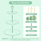 Lucky Will Green Tiered Dessert Serving Tray for Kid's Party Supplies Favors 3 Tier Cupcake Cake Stand for Birthday Tea Afternoon Halloween Christmas Candy Bar - color: Light Green