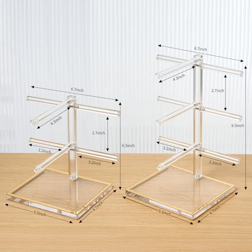Luxury Acrylic Sunglasses Display Stand Set of 2 (2-Tier & 3-Tier), Glasses Stand, Eyewear Holder, Vertical Sunglass Racks, Tiered Eyeglasses Organizer Collection for Closet Retail Boutique Counter - size: 2PC(2tier+3tier)