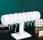 ChezMax Necklace Jewelry Display Jewelry Stand Hovering T-Bar Bracelet Holder for Home Organization - color: A-White Leatherette