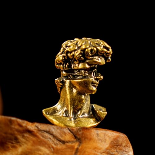 CHOVY Binary David Peep into The Future Sculpture Retro Style Made of Solid 100% Brass Handcrafted Ideal for Home Decor Desk Ornaments Collectible Crafts Office Scene Setters & Artistic Decorations - style: Dual David