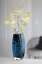 Glass - Vase - Blue - Teal - 12.6" Height - Heavy Durable - Made in Europe - by Barski