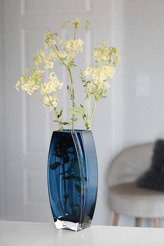 Glass - Vase - Blue - Teal - 12.6" Height - Heavy Durable - Made in Europe - by Barski