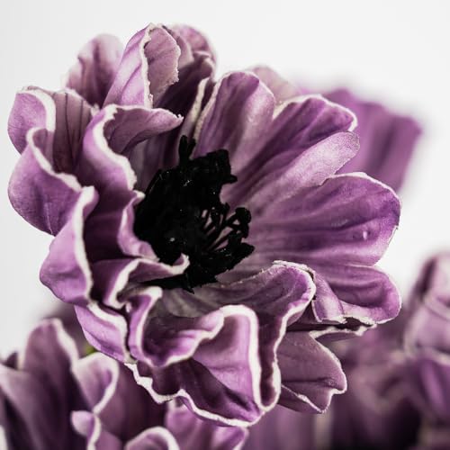Artificial Flowers,24Pcs 13.5inch Cornpoppy Fake Flowers,Real Touch Faux Flowers, Spring Décor Faux Purple Silk Flowers for Wedding Kitchen Shop Office Home Décor (24, Purple Cornpoppy) - color: Purple Cornpoppy