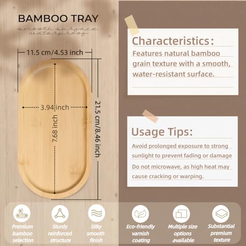 1PCS Bamboo Bathroom Trays - Suitable for The Bathroom,Kitchen,Breakfast Tray and Decorative Tray (8.46 in * 4.53 in) - size: 8.5" x 4.5" x 0.4"