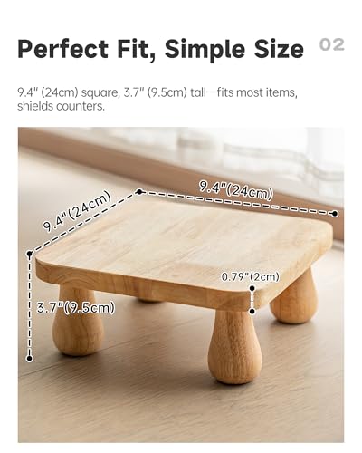 100% Solid Wood Plant Stand Indoor, Wooden Stool Display Stand, Riser Flower Pot Holder, Modern Plants Rack, Small Planter Tray for Home Decor, Living Room, Gardening, Natural (2PCS)